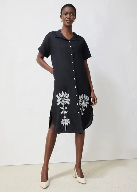 Kaftankl&auml;nning av linne med broderi, bonprix