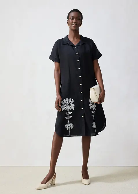 Kaftankl&auml;nning av linne med broderi, bonprix