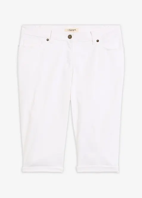 Stretchiga jeansbermudas med uppvikta benslut, bonprix