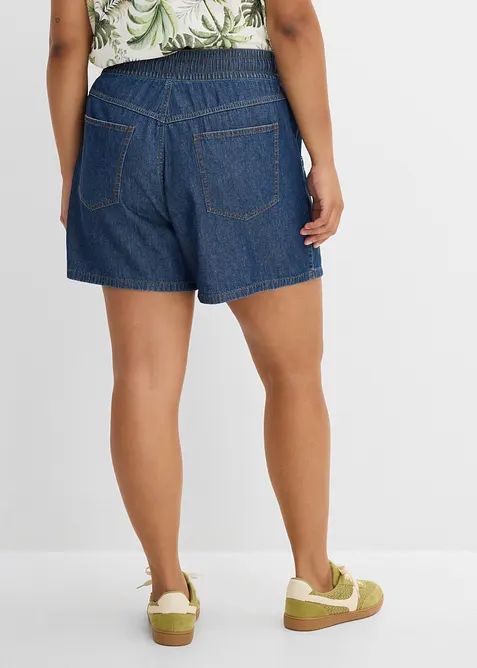 Jeansshorts med res&aring;rlinning och High Waist, bonprix