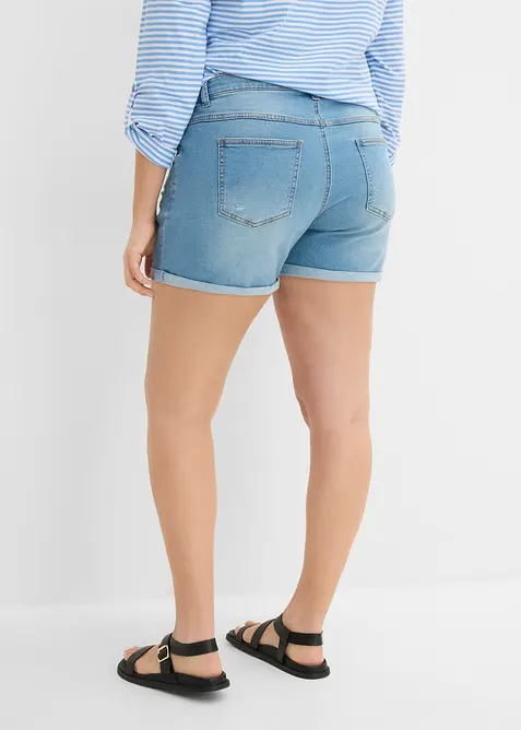 Jeansshorts Mid Waist med destroyed-effekter, bonprix