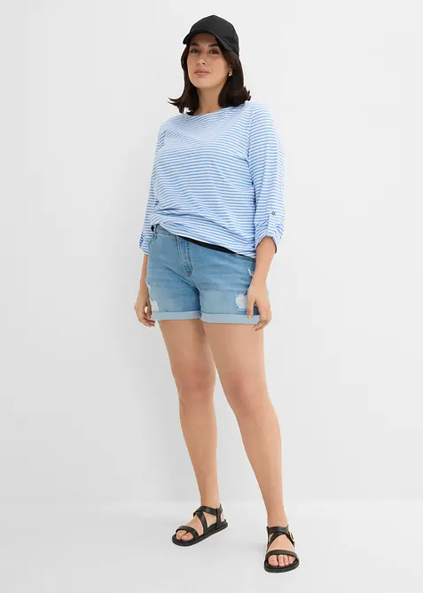Jeansshorts Mid Waist med destroyed-effekter, bonprix