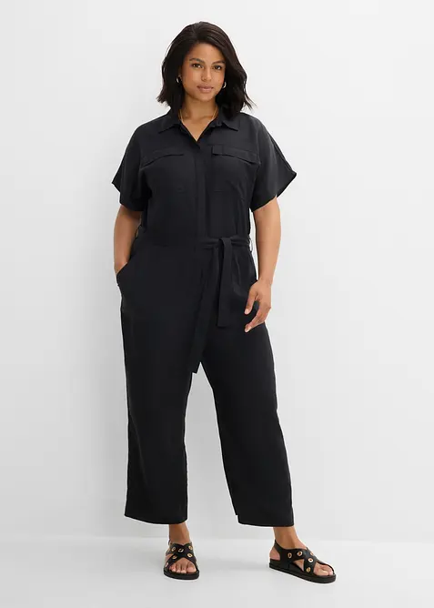 Jumpsuit med sk&auml;rp i f&ouml;ljsam lyocell, bonprix