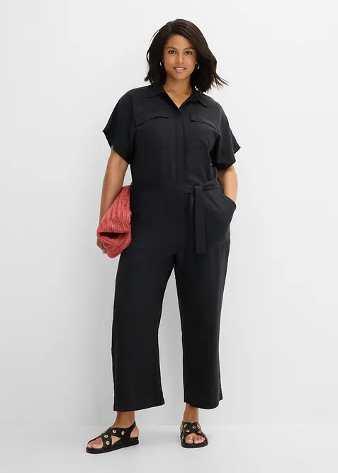 Jumpsuit med sk&auml;rp i f&ouml;ljsam lyocell, bonprix