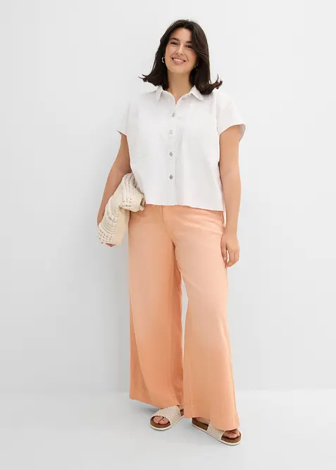 Kort jeansblus i fyrkantig modell, bonprix