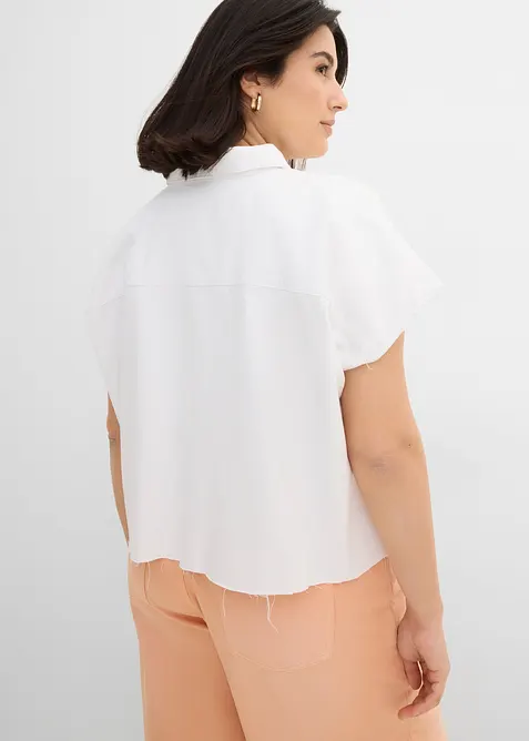 Kort jeansblus i fyrkantig modell, bonprix