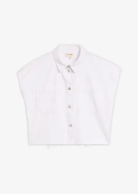 Kort jeansblus i fyrkantig modell, bonprix