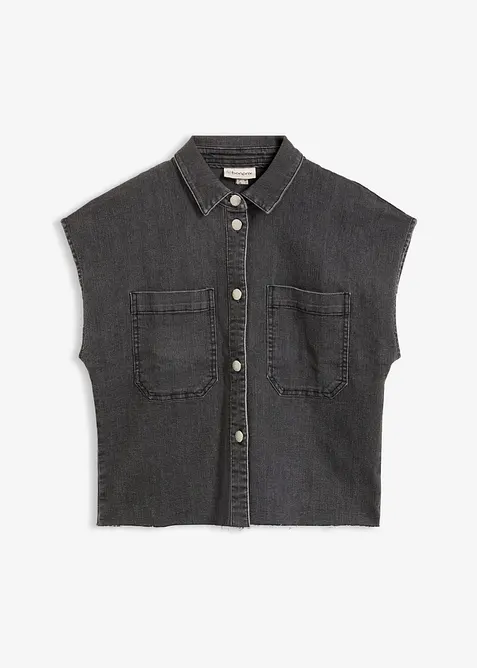 Kort jeansblus i fyrkantig modell, bonprix
