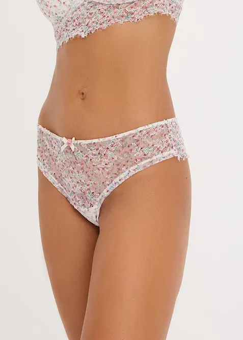 Braziliantrosa med blomm&ouml;nstrad spets 2-pack, bonprix