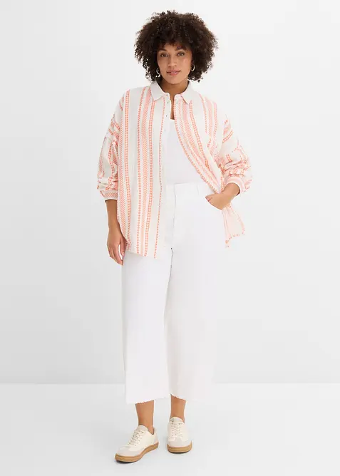 Skjortblus av luftig muslin, bonprix