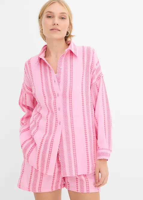 Skjortblus av luftig muslin, bonprix