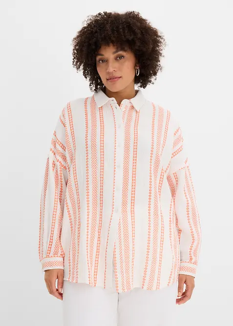 Skjortblus av luftig muslin, bonprix