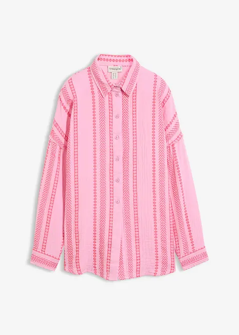 Skjortblus av luftig muslin, bonprix