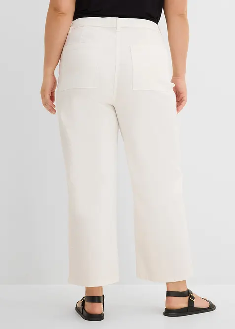 Twillbyxa med h&ouml;g midja och avkortade, vida ben, bonprix