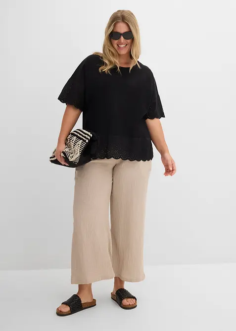 Topp med broderie anglaise, bonprix
