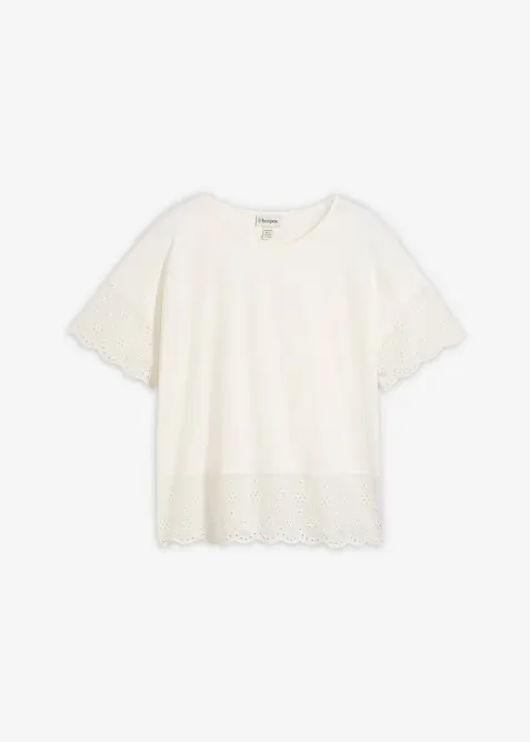 Topp med broderie anglaise, bonprix