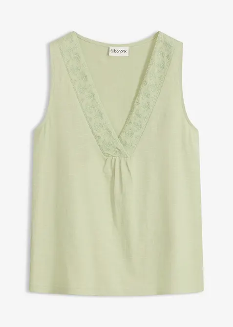 Linne med bomull och broderi, bonprix