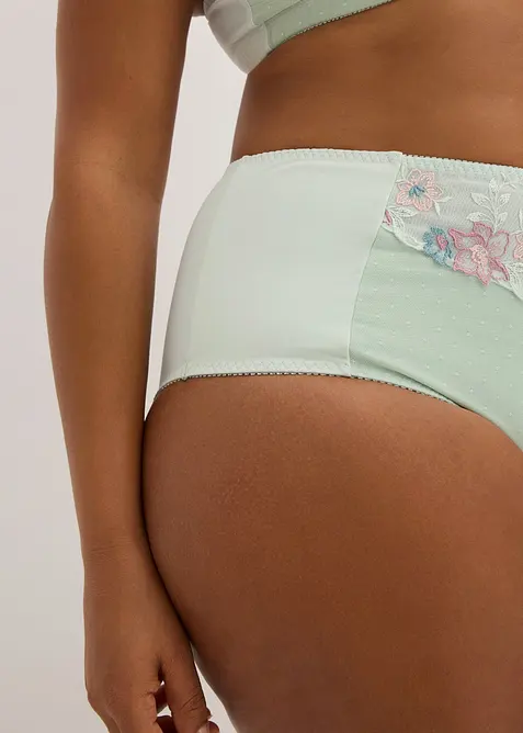 Trosa med skirt broderi och l&auml;tt formande effekt, bonprix