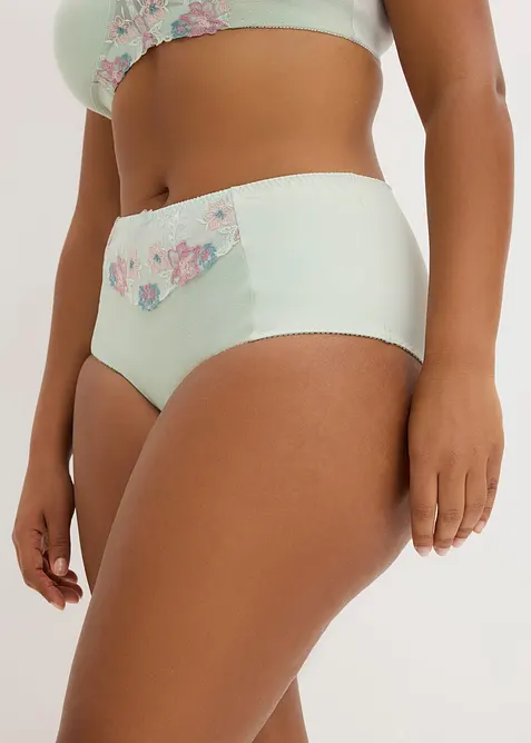 Trosa med skirt broderi och l&auml;tt formande effekt, bonprix