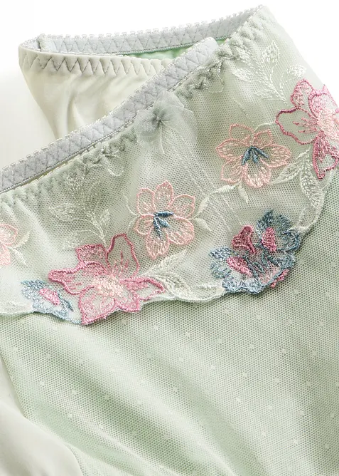 Trosa med skirt broderi och l&auml;tt formande effekt, bonprix
