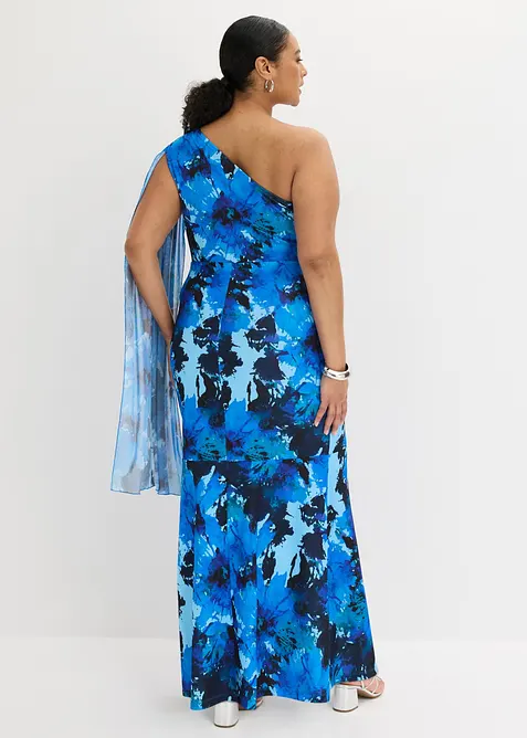 Aftonkl&auml;nning i one shoulder-stil med blomapplikation, bonprix