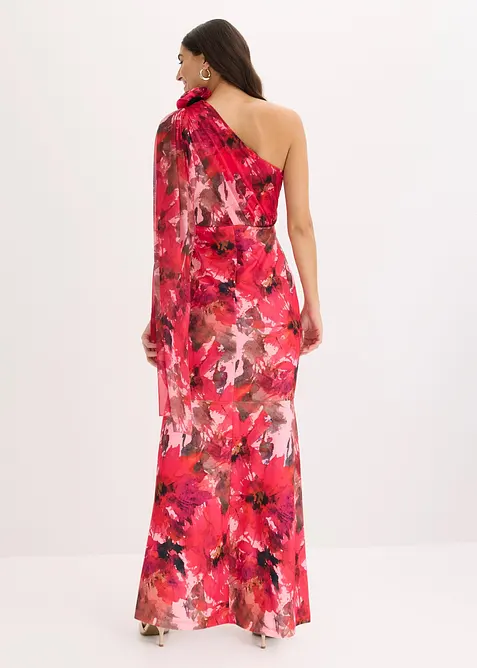 Aftonkl&auml;nning i one shoulder-stil med blomapplikation, bonprix