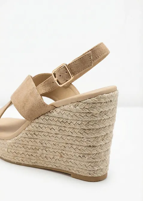 Sandalett med kilklack i baststil, bonprix