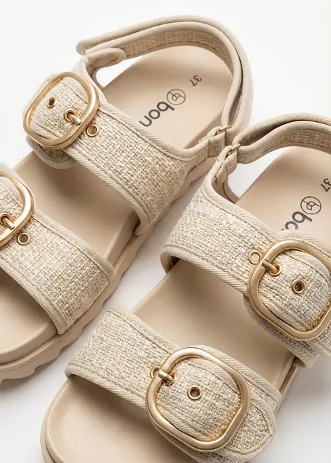 Plat&aring;sandal i boucl&eacute;, bonprix