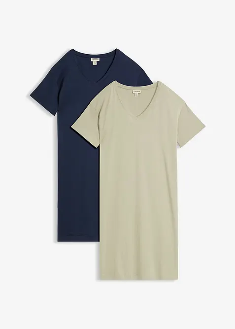 T-shirtkl&auml;nning i oversizemodell med V-ringning (2-pack), bonprix