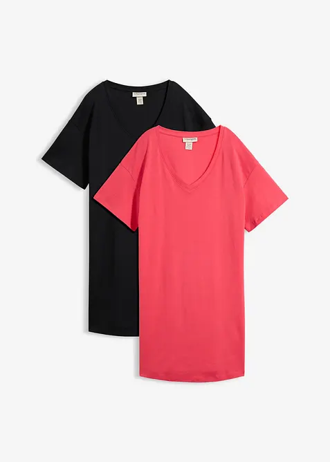 T-shirtkl&auml;nning i oversizemodell med V-ringning (2-pack), bonprix