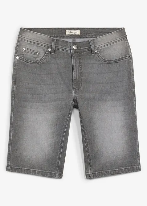 Stretchiga jeansshorts med f&ouml;rst&auml;rkt gren, Regular Fit, bonprix