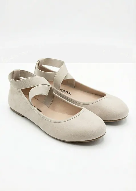 Ballerinaskor med elastiska remmar, bonprix