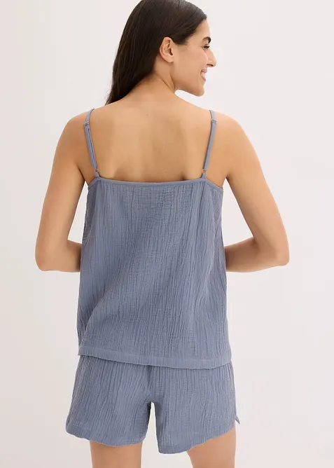 Muslinpyjamas med shorts och smala axelband, bonprix