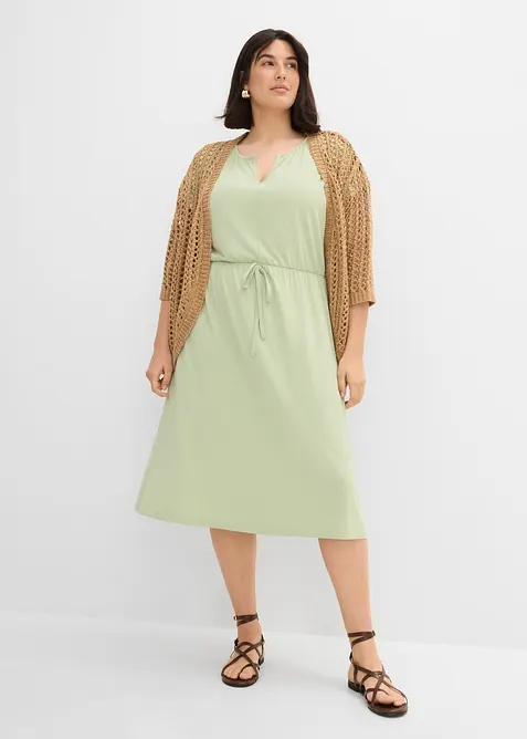 Jerseykl&auml;nning med &aring;tervunnen polyester och fint fall, bonprix