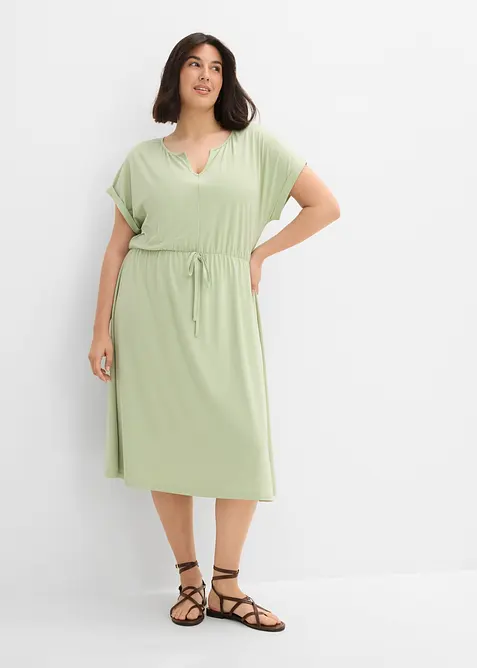 Jerseykl&auml;nning med &aring;tervunnen polyester och fint fall, bonprix