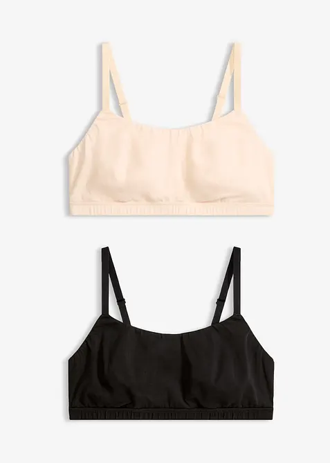 Bralette utan bygel, med bomull (2-pack), bonprix