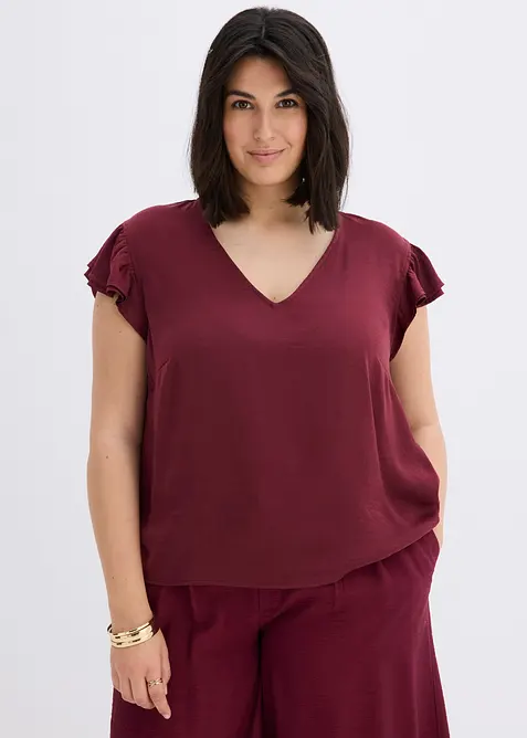 Blus med volanger, bonprix