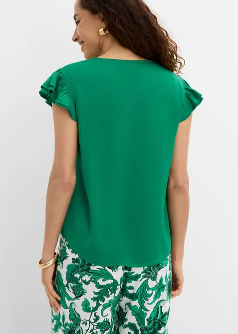 Blus med volanger, bonprix