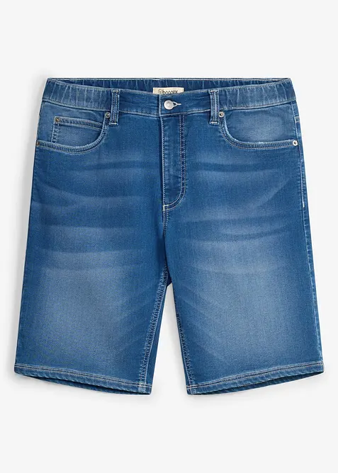Jeansshorts i sweatshirtmaterial med res&aring;rlinning Regular Fit, bonprix