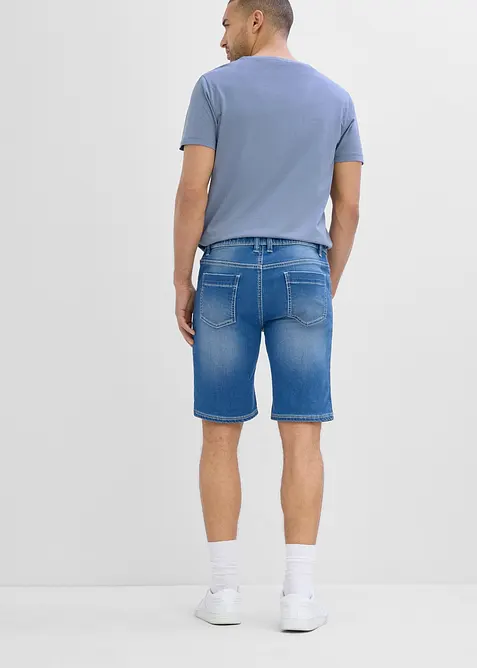 Jeansshorts i sweatshirtmaterial med res&aring;rlinning Regular Fit, bonprix