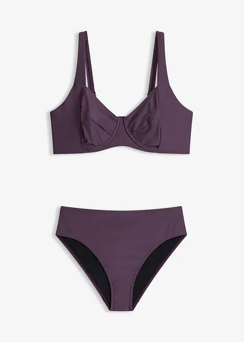 Minimizer-bikini och bikinibyxa med h&ouml;g midja och l&auml;tt formande effekt (2 delar), bonprix