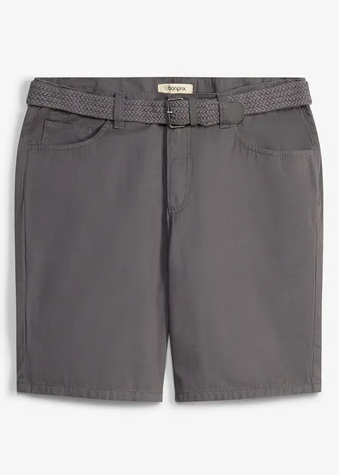 Stretchiga shorts med res&aring;rmidja och sk&auml;rp, Regular Fit, bonprix