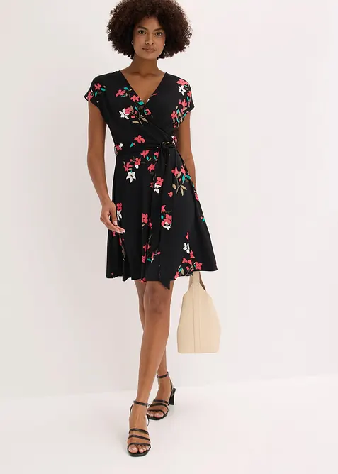 Jerseykl&auml;nning med omlottlook, bonprix