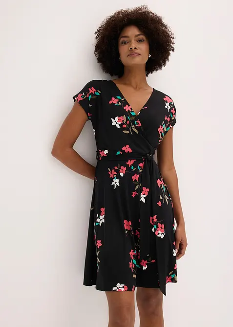 Jerseykl&auml;nning med omlottlook, bonprix