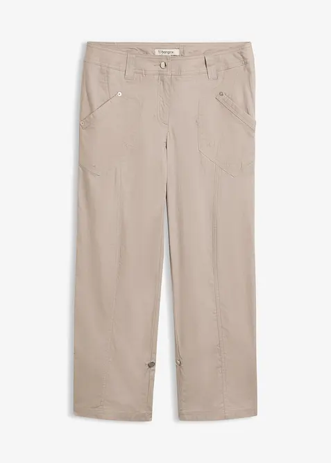 Stretchig cargobyxa, 3/4-l&auml;ngd, bonprix