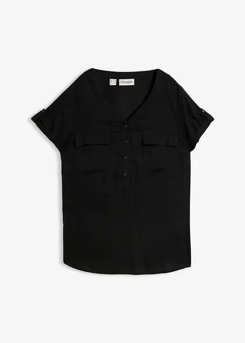 Viskosblus, kort&auml;rmad, bonprix