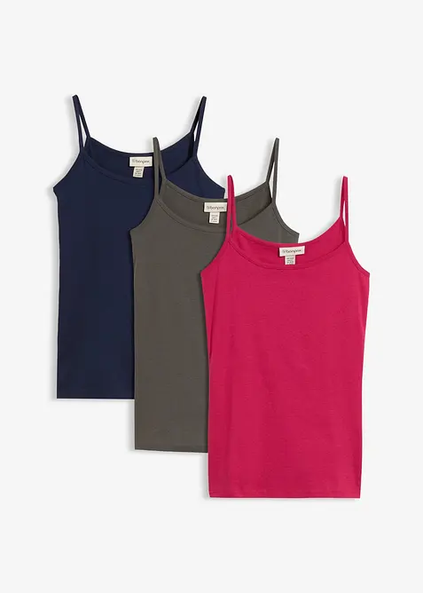 Linne med smala axelband (3-pack), bonprix
