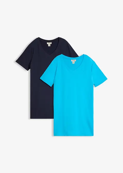 L&aring;ng topp med V-ringning (2-pack), bonprix