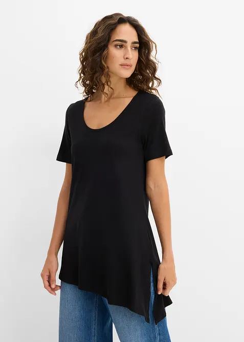 Asymmetrisk l&aring;ng topp i bomull och viskos, bonprix