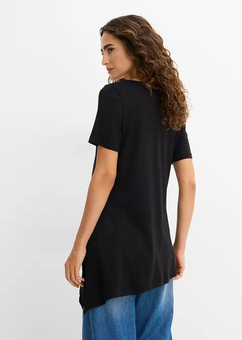 Asymmetrisk l&aring;ng topp i bomull och viskos, bonprix